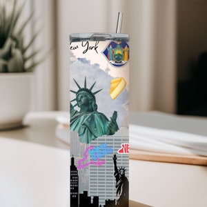 New York Tumbler, 20 oz Tumbler, New York Map Tumbler, New York State Home 20oz Skinny Tumbler, Travel Tumbler, New York Lover Tumbler image 1