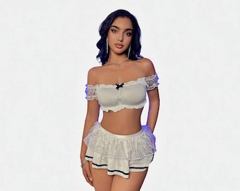 Lace Detailed Fantasy Sailor Costume Sexy Lingerie