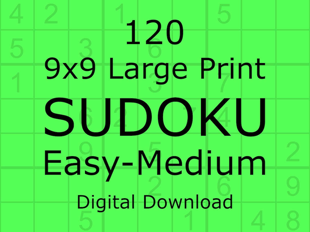 120 Large Print Sudoku Puzzles Easy - Medium - Etsy