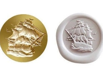 3D retro boat Wax Seal Stamp Kit, mid century boat  wax seal kit, envelope seal stamp, invitation seal stamp