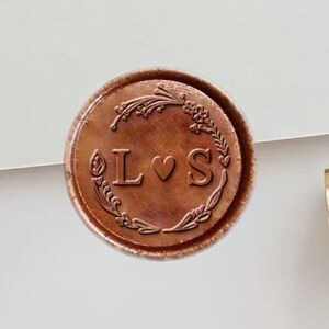 Custom Wedding Wax Seal Stamp Kit, Personalized laurel initials wax seal kit, envelope seal stamp, invitation seal stamp