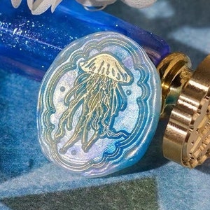 Jellyfish  Wax Seal Stamp Kit, journal wax seal kit, envelope seal stamp, invitation seal stamp, packaging stamp