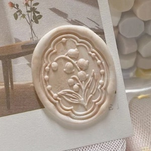 3D The lily of the valley Wax Seal Stamp Kit, decorative frame flower wax seal kit, envelope seal stamp, invitation seal stamp