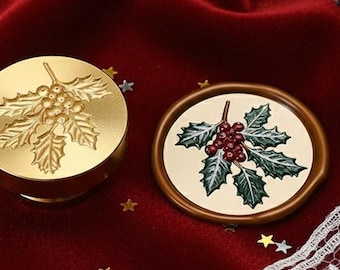 Holly leaves Wax Seal Stamp Kit, Christmas holiday wax seal kit, merry christmas envelope seal stamp, invitation seal stamp