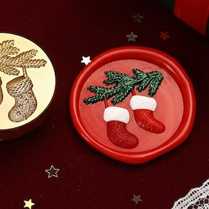 Christmas stocking Wax Seal Stamp Kit, winter holiday wax seal kit, merry christmas envelope seal stamp, invitation seal stamp