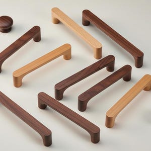 Retro Wooden cabinet handle pull, bar wood cabinet door handle,Custom engraved handle, walnut drawer knobs, cupboard handle pull knobs