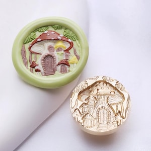 Mushroom house Wax Seal Stamp Kit,mushroom wax seal kit, envelope seal stamp, invitation seal stamp, laser engraving stamp