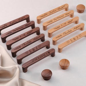 Custom engraved Retro Wooden cabinet handle pull, bar wood cabinet door handle , walnut drawer knobs, cupboard handle pull knobs