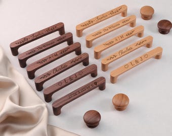 Custom engraved Retro Wooden cabinet handle pull, bar wood cabinet door handle , walnut drawer knobs, cupboard handle pull knobs
