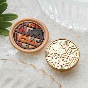 Bookshelf Cat Wax Seal Stamp Kit,cat wax seal kit, envelope seal stamp, invitation seal stamp