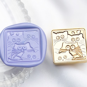 Cat rally Wax Seal Stamp Kit, cat wax seal kit, envelope seal stamp, invitation seal stamp