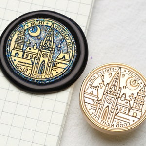 Night city Wax Seal Stamp Kit,  good night wax seal kit, envelope seal stamp, invitation seal stamp
