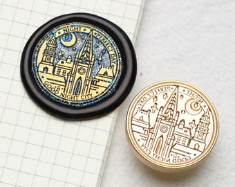 Night city Wax Seal Stamp Kit,  good night wax seal kit, envelope seal stamp, invitation seal stamp