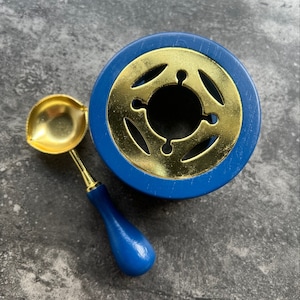 Blue sealing wax stove,blue spoon, craft diy kit for wax seals