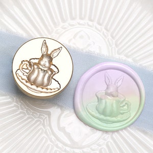 3D cup rabbit Wax Seal Stamp Kit, rabbit  wax seal kit, envelope seal stamp, invitation seal stamp