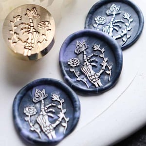 Butterfly bones Wax Seal Stamp Kit, journal wax seal kit, envelope seal stamp, invitation seal stamp, packaging stamp