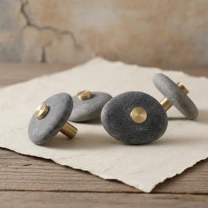 Nature stone brass kitchen cabinet pull handle knob,gold edged stone knob for drawer, custom engraved cupboard knob, boho home hardware