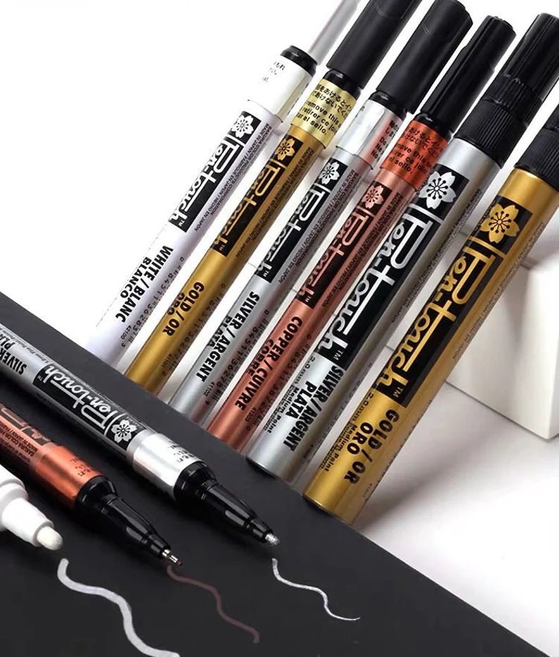 OIAGLH 2Set Acrylic Paint Pens - Gold,Silver And Rose Gold Paint Pens,  Metallic Marker Pens ,Water-Based Metallic Paint Pen Set 