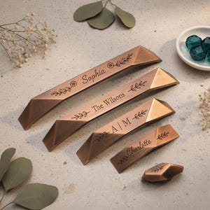 Custom engraved Brused copper handle, Minimalism kitchen cabinet handles, Brass Cabinet Knobs,Antique Kitchen Handles, Red Bronze Door KnobB