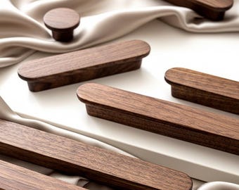 Wooden modern cabinet handles, bar cabinet door handle, Custom Engraved oho style furniture handle, walnut drawer knobs, cupboard handle