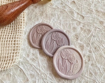 Tulip Wax Seal Stamp Kit, greenery grass wax seal kit, envelope seal stamp, invitation seal stamp