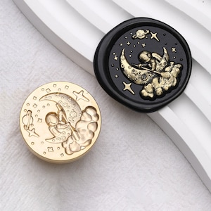 3D moon boat Wax Seal Stamp Kit,moon wax seal kit, envelope seal stamp, invitation seal stamp