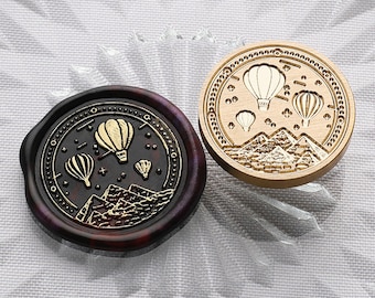 Mountain hot air balloon Wax Seal Stamp Kit, travel wax seal kit, envelope seal stamp, invitation seal stamp