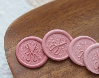 Floral scissor  Wax Seal Stamp Kit, journal making wax seal kit, envelope seal stamp, invitation seal stamp, packaging stamp
