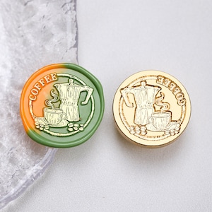 Coffee Time Wax Seal Stamp Kit,coffee wax seal kit, envelope seal stamp, invitation seal stamp