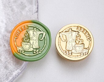 Coffee Time Wax Seal Stamp Kit,coffee wax seal kit, envelope seal stamp, invitation seal stamp