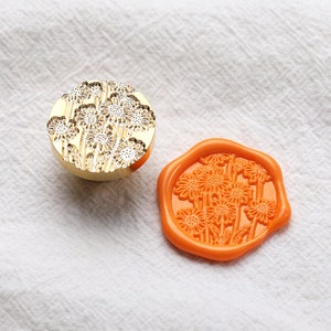 Daisy Wax Seal Stamp Kit, greenery grass wax seal kit, envelope seal stamp, invitation seal stamp