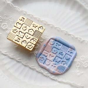 Grid tablecloth Wax Seal Stamp Kit, leaf wax seal kit, envelope seal stamp, invitation seal stamp