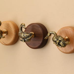 Brass Duck walnut wall hook with Wooden base, natural wood coat hook,duck hook,wooden bag hook, modern decorative wall hook