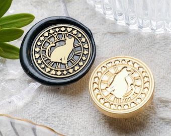 Cat Clock Wax Seal Stamp Kit,cat wax seal kit, envelope seal stamp, invitation seal stamp,mini stamp