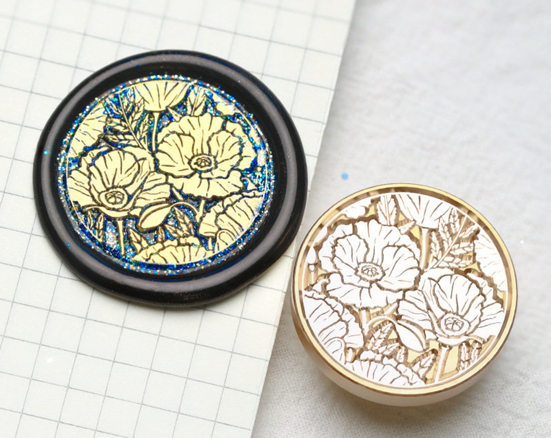 Poppy Flowers Wax Seal Stamp Kit, Poppy Wax Seal Kit, Envelope Seal