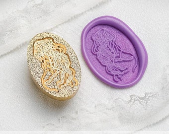 Scrub jellyfish Wax Seal Stamp Kit, frosted wax seal kit, envelope seal stamp, invitation seal stamp