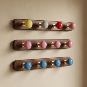 Beech walnut Wall Hooks, Coat Rack, Hat Hook, Wooden Coat Hook, Wicker Wall Decor, Towel Hanger，Retro Wooden Wall Hook