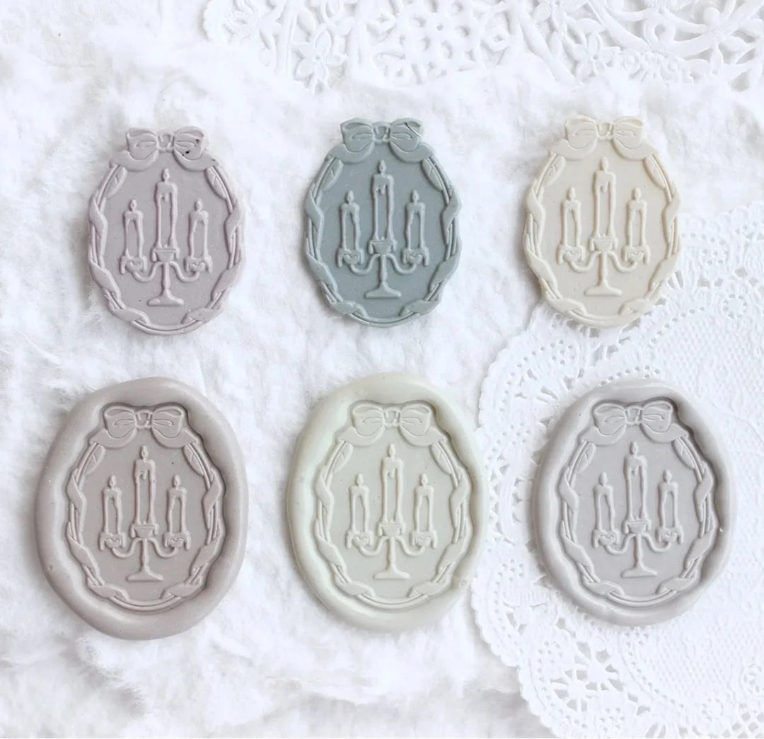 Candlestick Bow Wax Seal Stamp Kit, Mid Century Candle Wax Seal Kit