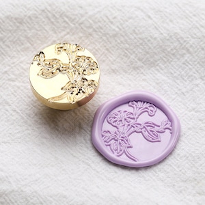 Morning glory Wax Seal Stamp Kit, greenery grass wax seal kit, envelope seal stamp, invitation seal stamp