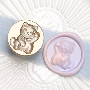 3D Lucky cat Wax Seal Stamp Kit, cat wax seal kit, envelope seal stamp, invitation seal stamp