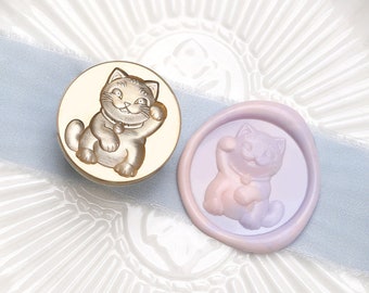 3D Lucky cat Wax Seal Stamp Kit, cat wax seal kit, envelope seal stamp, invitation seal stamp
