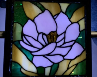 Purple Flower in a Frame backlit by fairy lights