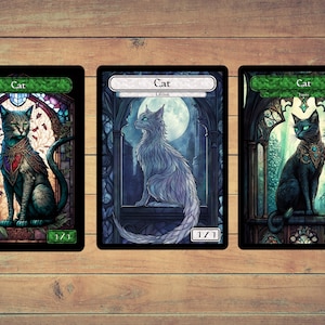 Cat Token MTG Stained Glass Art Token 5 Pack for Magic and other collectible card games