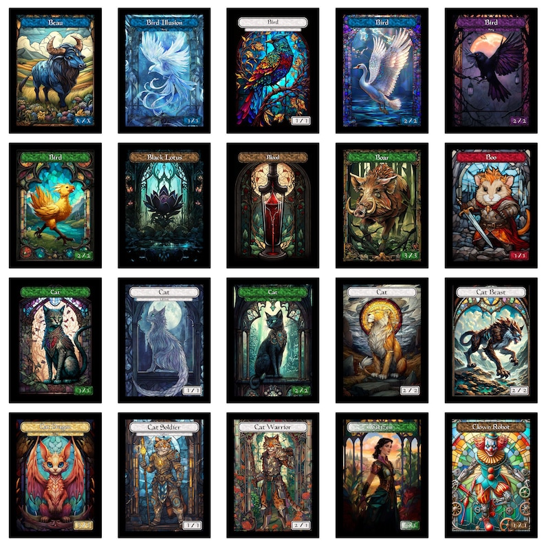 Stained Glass Art Token MTG Token Bundle Magic Token Bundle MTG Stained Glass Art Token Bulk Pack for Magic and other collectible card games image 3