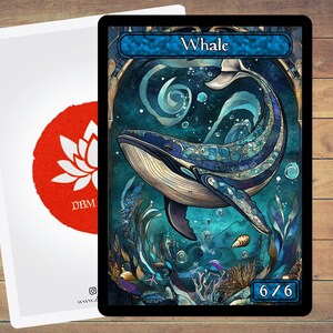 Whale Token MTG Token Stained Glass Art Token 5 Pack for Magic and other collectible card games