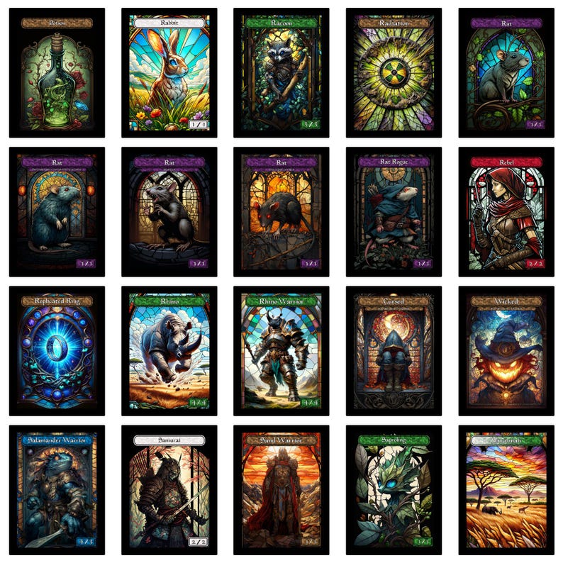 Stained Glass Art Token MTG Token Bundle Magic Token Bundle MTG Stained Glass Art Token Bulk Pack for Magic and other collectible card games image 12