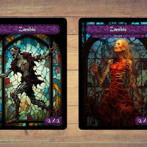 Zombie Token MTG Token Stained Glass Art Token 5 Pack for Magic and other collectible card games