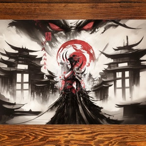 Japanese Demon Japanese Oni Yokai Spirit 14" X 24" MTG Playmat para juegos de cartas, Ccg y mesa, diseño de zona de tapete mágico para Commander