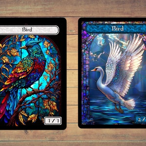 Token de Pássaro Token MTG Token de Arte em Vitral Pacote com 5 para Magic e outros jogos de cartas colecionáveis