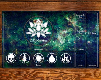 Magic Zone Layout 14" X 24" Playmat For Edh And Commander With The Milky Way Galaxy Background